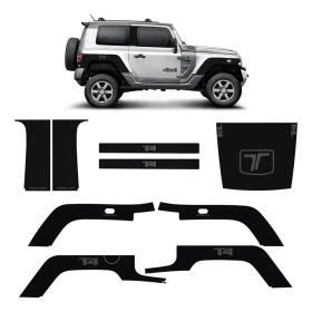 Kit de Adesivos Completo Novo Troller  2015, 2016, 2017, 2018, 2019, 2020, 2021 Cor Preto Fosco Texturizado
