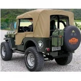 Capota Jeep conversível CJ3 de 1950 à 1954 Bege Iraque Completa Acompanha Portas e Janelas.