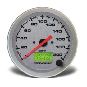 Velocímetro 100mm Eletrônico 200 Km/h com Display Digital Linha Racing na cor Prata