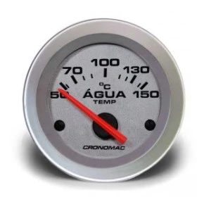 Termômetro Elétrico 52mm da Água Linha Racing na cor Prata