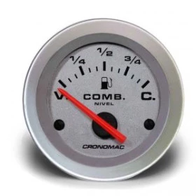 Indicador de Nível de Combustível 52mm Elétrico Linha Racing na cor Prata