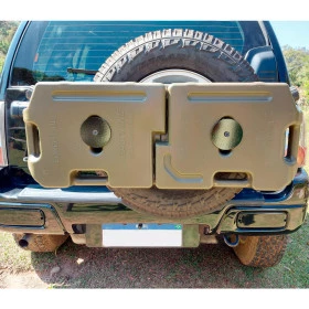 Kit de Galão Duplo de Combustível +  Suporte Para Fixar no Estepe