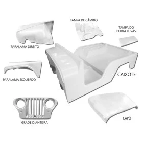 Carroceria em Fibra Branca Jeep Willys 55 à 83 Cj5 (Completa sem o quadro) - (Não Precisa Pintar)