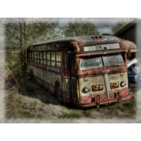 Quadros Decorativos Retro (Imagens Retro) - Tema: Onibus Ferro Velho -  Ref: 7031/SA