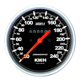 Velocímetro Mecânico 100mm 240 km/h Cronomac - Linha Sport ll