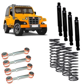 Kit de Lift com 4 Amortecedores e Molas Para Troller 2002 à 2014 + Bieleta estabilizadora com Regulagem - 3 Polegadas ma