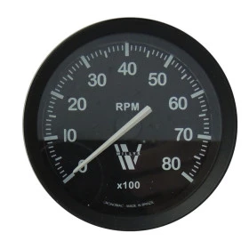Contagiros Cronomac Linha Especial Jeep Willys 85mm / 8RPM. Preto com Grafia Branca