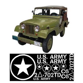 Carroceria em Fibra Verde Militar com Jogo de Adesivos completo para Jeep Willys CJ5 55 à 83 (Completa sem o quadro)