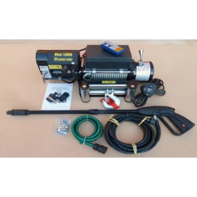 Guincho Winch 12.000lbs com Lavadora de Alta Pressão, Roletado e Vedado + Controle Remoto S/ Fio