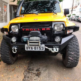 Para choque especial ford Troller 2015 em diante na cor cinza chumbo-Com pontas desmontáveis, maior ângulo de entrada ( 