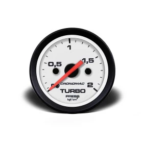 Relógio de Pressão do Turbo Motor AP 2kgs, Fundo Branco, Ponteiro Laranja e Aro Preto