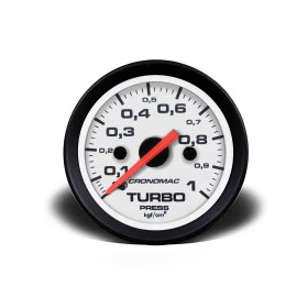 Manometro de Pressão do Turbo 1Kg com Fundo branco e Ponteiro Laranja