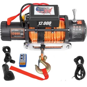Guincho Elétrico 12.000lbs S-WINCH Cabo de Kevlar Laranja c/ 2 Controles