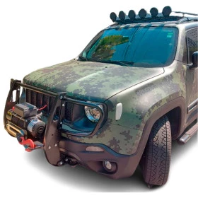 Para-choque de Impulsão com Mesa de Guincho e Protetor de Faróis para Jeep Renegade Trailhawk (Todos os Modelos)