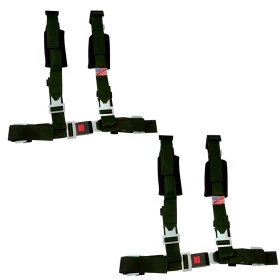 Jogo com 2 Cintos de Segurança 4 Pontos Universal (Vários Veículos) Cor Verde Importado (Gaiolas, Jeep, Bugy)