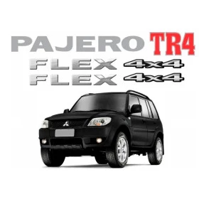 Kit de Adesivos Emblema Cromado Pajero TR4 Flex 4x4 Resinado