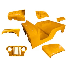 Carroceria Amarela em fibra Reforçada Jeep Willys 55 à 83 Cj5 (Completa sem o quadro) - Cor Básica - (Não Precisa Pintar