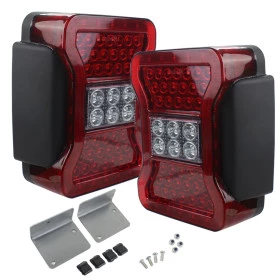 Par de Lanternas Traseira Jeep Wrangler JK 2008 à 2019 Vermelha e Branca