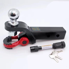 Ponteira Engate Removível Reboque 50x50mm Reforçada com Bola 2" Universal com Anilha 3/4 e Trava com Chave