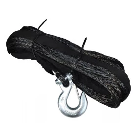 Cabo Sintético Kevlar com Gancho p/ Guincho 28mts 10mm 8.500lbs 12.000lbs 13.500lbs - Preto