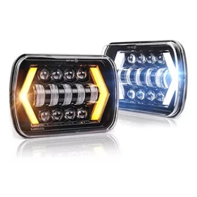 Par de Faróis 5x7" Angel Eyes com Seta Bandeirante, Cherokee Sport, Hilux antiga, Troller e Wrangler e Javali 