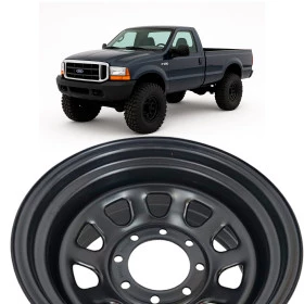 Roda 17x9 Off Road F250 de Aço Off Set Negativo 8 furos de 170 modelo Daytona Black