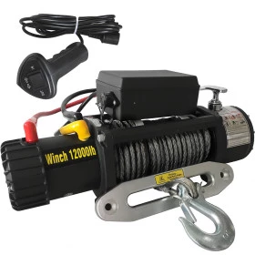 Guincho 12.000 LBS com Cabo de Kevlar e Controle com Fio Dissipador de Calor, Garantia 1 ano