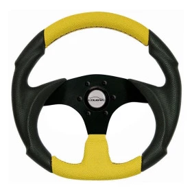 Volante Esportivo Preto com Amarelo com cubo para todos os veículos diâmetro 330 mm