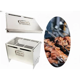 Churrasqueira Gama 4x4: Portátil, Desmontável, Inox, com Bolsa Exclusiva: Churrasco na sua Trilha, Expedição ou Pesca