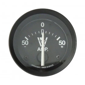 Amperímetro Cronomac Linha Especial Jeep Willys 52mm / 50amp. Preto com Grafia Branca