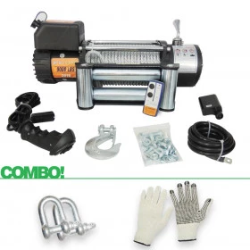 Combo - Guincho Elétrico Winch 9.000lbs Pró Line Linha Profissional + 2 Anilhas Rosqueáveis + Luva para Manutenção  GRÁT