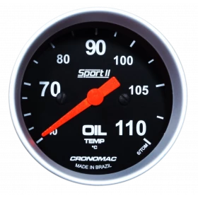 Termômetro Mecânico Temperatura do Óleo Cronomac 60mm – Cabo de 2 Metros – Linha Sport II