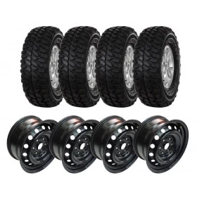 Combo: 4 Rodas de aço 17x8 6 furos de 139.7 + 4 Pneus 286/75 R16 Gt Radial Adventuro - Mud Terrain para Trilhas