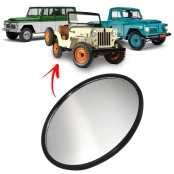 Retrovisor Preto c/ Espelho Redondo sem Haste para Jeep Willys Rural e F75 - Compatível com lado Esquerdo e Direito