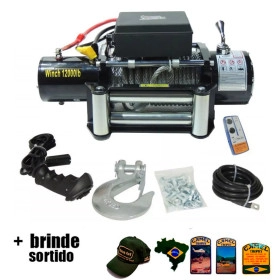 Guincho Elétrico 12.000lbs Winch 5.400 KG com 2 Controles Cabo de Aço - PREÇO PARA CONSUMIDOR FINAL PESSOA FÍSICA