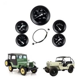 Jogo com 4 relógios + Velocímetro  Militar Jeep CJ3 de 1951 à 1954