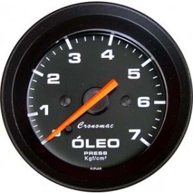 Relógio / Manômetro Indicador de Pressão De Óleo 52mm / 7Kg Ponteiro Laranja - Cronomac Street