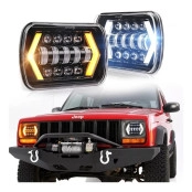 Farol retangular  ( par ) " Angel Eyes com Seta Bandeirante, Cherokee Sport, Hilux antiga, Troller e Wrangler e Javali