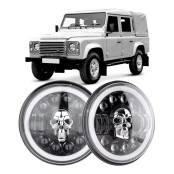 Farol de LED Angel Eyes Caveira 12V Jeep Willys Wrangler Rural F-75 Troller Opala Fusca Bandeirante - O Par
