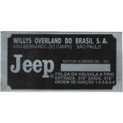 Placa de Identificação do Número de Série do Motor para Jeep Willys / Rura e F-75