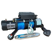 Guincho Elétrico 13.500 lbs Kevlar Azul + 2 Controles + Roletado + Dissipador