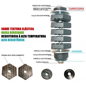 Jogo de calços de Carroceria Top Kits 2 1/2 polegadas Silencioso p/ L-200 / Triton, Rural, F-75 e Jipe Toyota Longa