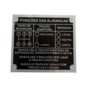 Plaqueta  indicadora para Jeep 5 marchas Preto