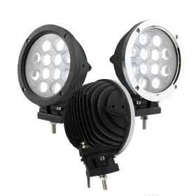 Farol de LED redondo 12 Leds - 60W -  Aro cromado ou Preto